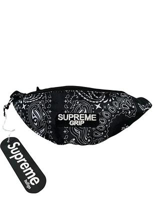 (186 222) сумка supreme 07-2002*16 на пояс жіночк. чорно-білий б/р