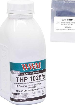 Тонер + чип wwm для hp clj cp1025 бутль 40г black (tc1025b)