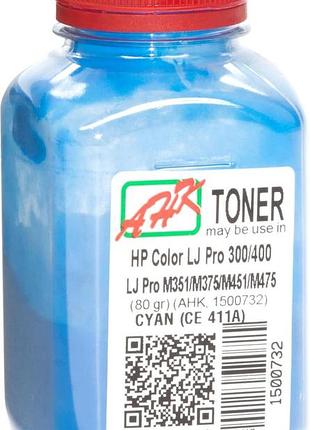 Тонер анк для hp lj pro300/400, lj pro m351/m375/m451/m475 бутыль 80г cyan (1500732)