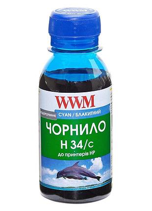 Чернила wwm для hp no22/121/122 100г cyan водорастворимые (h34/c-2)