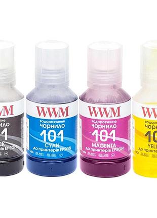 Комплект чернил wwm 101 для epson l4150/4160 4х140г bp/c/m/y пигментный/водорастворимый (e101set4)