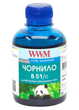 Чернила wwm для brother dcp-t300/t500w/t700w 200г cyan водорастворимые (b51/c)