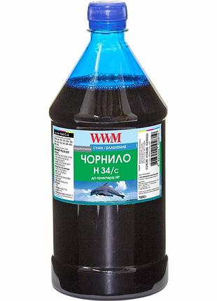 Чернила wwm для hp no22/121/122 1000г cyan водорастворимые (h34/c-4)