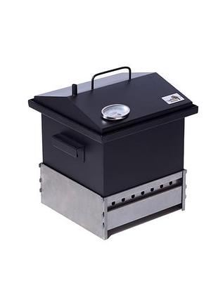 Металлическая коптильня smokehouse s thermo с термометром и подставкой