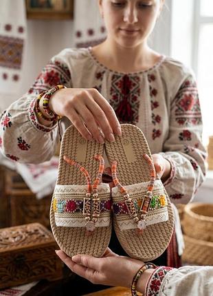 Жіночі  шльопанці в етно-стилі бохо нові,недорогі,капці,р.37 (38,5)