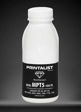 Тонер printalist для hp lj универсальный бутль 100г black (mpt5-100-pl)