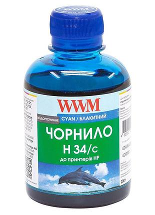 Чернила wwm для hp no22/121/122 200г cyan водорастворимые (h34/c)