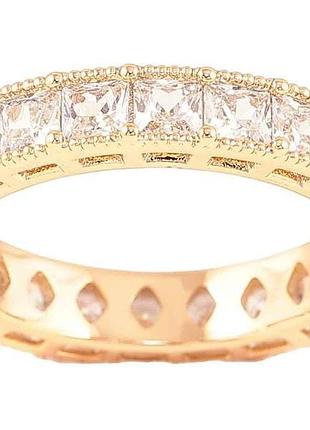 Каблучка позолота 18k «доріжка фіанітів по колу, шир. 4мм» (260970) р.19.5 тм xuping