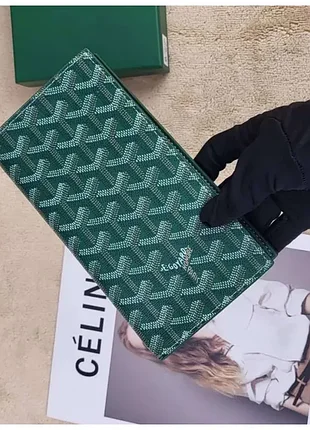 Кошелек с отделом для телефона goyard зеленый