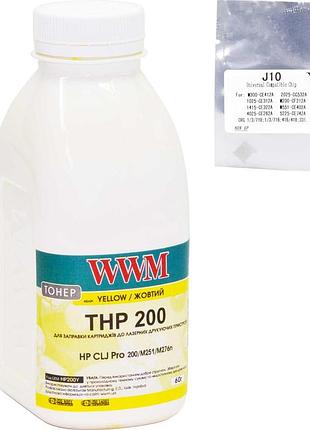 Тонер + чип wwm для hp clj pro 200/m251/m276n бутль 60г yellow (tc200y)
