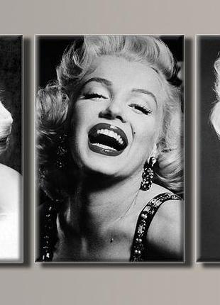 Модульная картина на холсте из 3-х частей "marilyn monroe"