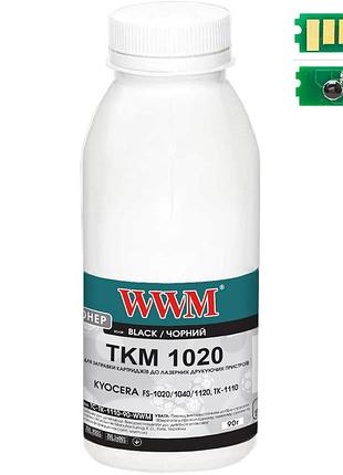 Тонер + чип wwm для kyocera fs-1020/1040/1120, tk-1110 бутль 90г black (tc-tk-1110-90-wwm)