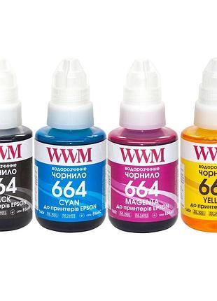 Комплект чорнил wwm 664 для epson l110/l210/l300 4х140г b/c/m/y (e664set4)