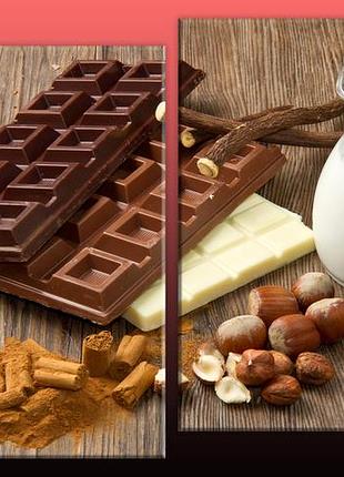 Модульная картина на холсте из 4-х частей "кофе с шоколадом"