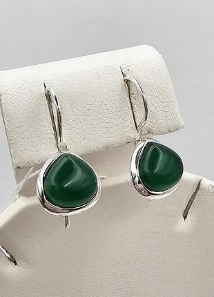 Сережки срібні зі хризопразом 3,2 г