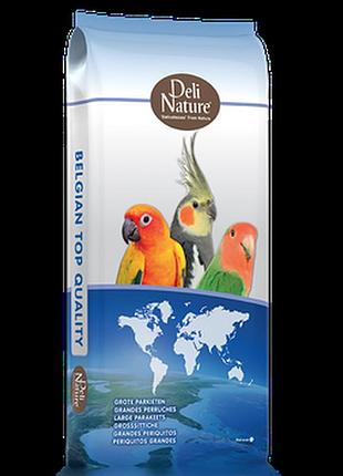 Корм deli nature amazons brilliant для великих папуг низькокалорійний з шипшиною, 15 кг dn для великих папуг, низькокалорійний, з
