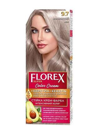 Крем-краска пепельный д/волос кератин 9.7 тм florex