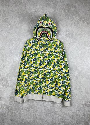 Худі a bathing ape (bape) color camo shark full zip hoodie в гарному стані, оригінал m-l