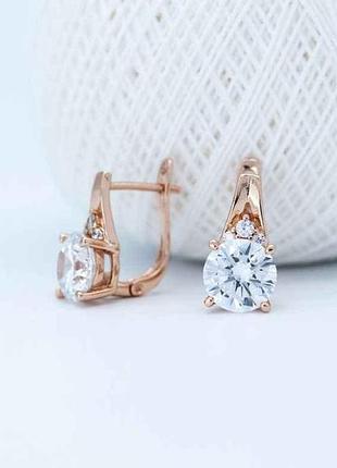 Серьги кларитас 58232 15х8мм белые фианиты 3.5г позолота ро тм xuping