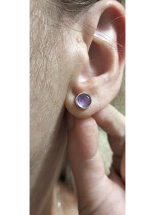 Серебряные серьги -пусеты юкон с аметистом арт.2681.кюкон