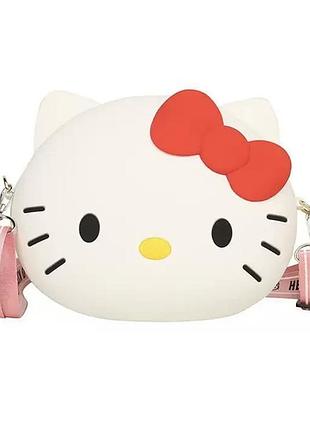 Велика дитяча силіконова сумка через плече для дівчаток hello kitty хелло кітті білий