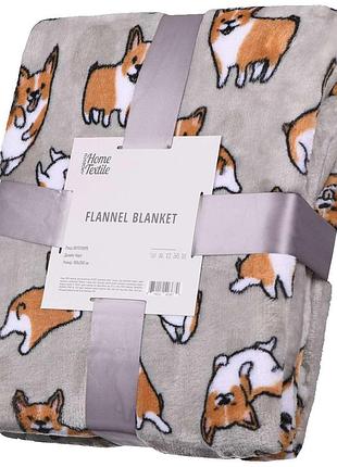Плед ardesto flannel, 160х200см, 100% полиэстер, корги