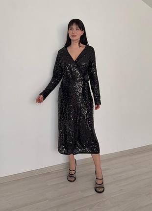 Сукня на запах в пайєтки h&amp;m