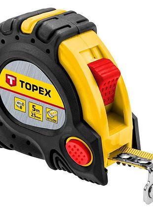 Рулетка topex, 5мx25мм, с фиксатором сматывания, магнит