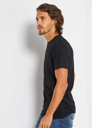 Футболка мужская kiabi, l,xl,черная,хлопок,лето,прямая, легкая,весная,хлопковая, из хлопка,круглый,вырез, тонкая, тонкая