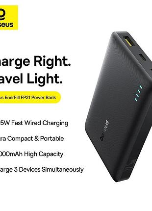 Внешний аккумулятор baseus enerfill 10000mah 22.5w black (p1008210d123-00)