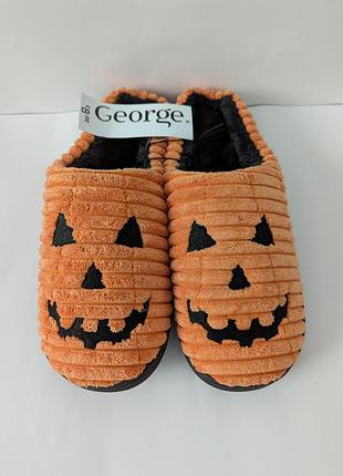 Шльопанці чоловічі george,тапочки,помаранчеві,малюнок,вишиті,велюрові,фліс,з малюнком,флісові,хеловін,джордж,вишивка,демісезон
