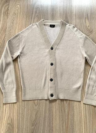 Мужской классический хлопковый кардиган в рубчик massimo dutti