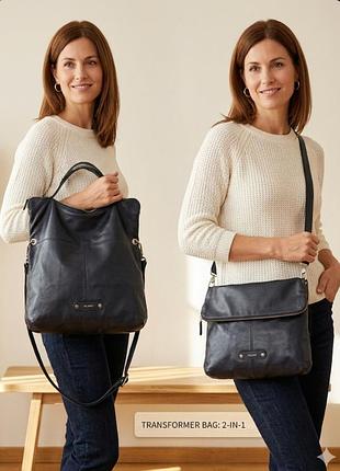 Шкіряна сумка-трансформер picard (німеччина). натуральна шкіра. темно-синя