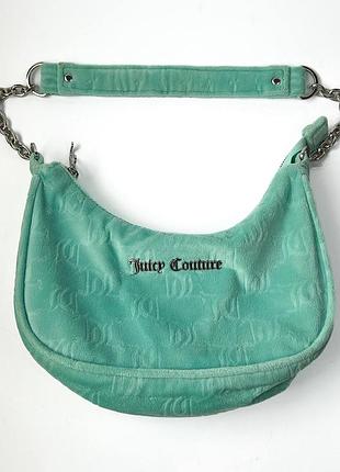 Велюрова сумка багет juicy couture velour monogram bandolera