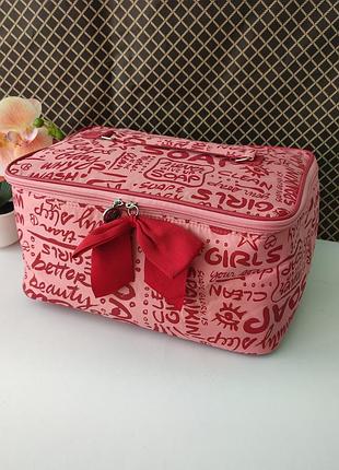 Сумка-кейс для косметики soap &amp; glory jumbo vanity для подорожей, рожево-червоний бант