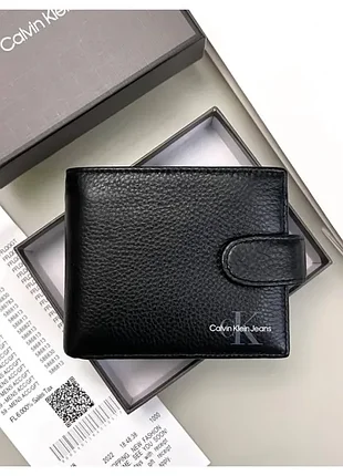 Мужской кошелек calvin klein чернный с зажимом
