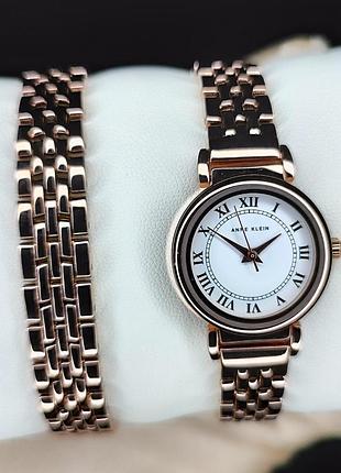 Годинник жіночий anne klein ak/4144rgst + браслет оригінал в коробці анна кляйн