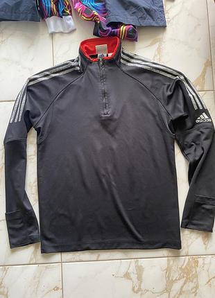 Чоловічий лонгслів adidas з коміром-стійкою на блискавці оригінал