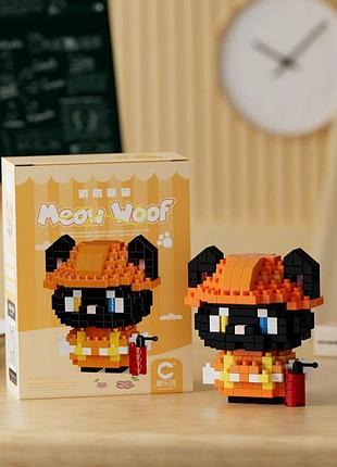 Конструктор блочный детский meow woof кот котик кошка котенок пожарный