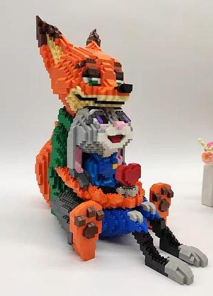 Большой конструктор блочный детский zootopia зверополіс джуди и ник лиса зайчик
