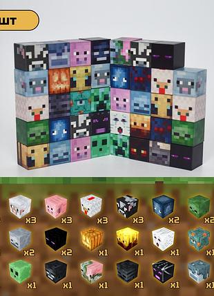 Магнитный конструктор minecraft майнкрафт трофеи 39шт + 2 случайные фигурки
