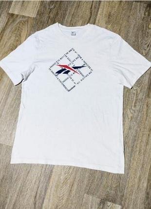 Мужская белая футболка / reebok / коттоновая футболка / поло / мужская одежда / чоловічий одяг /