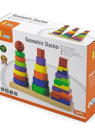 Набір дерев'яних пірамідок viga toys три фігури (50567)