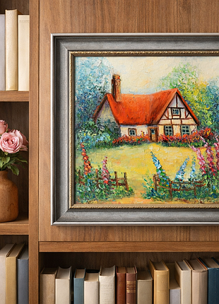 Заміський будинок, живопис олійними фарбами, 30 х 30 см