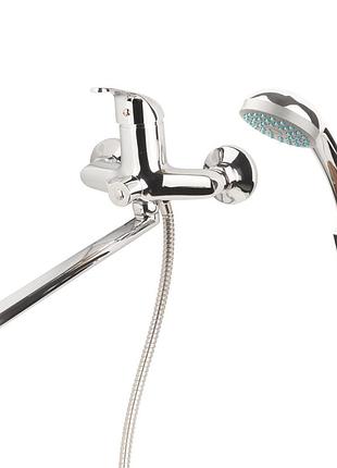 Смеситель для ванны aquatica s55 излив прямой 350 мм дивертор встроенный картриджный ø40 мм