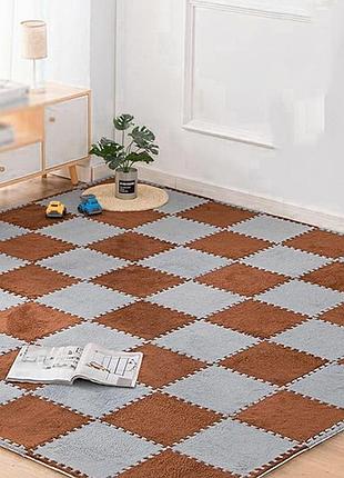 Пол-пазл плюшевый коричневый 30*30*1cm (d) sw-00002082