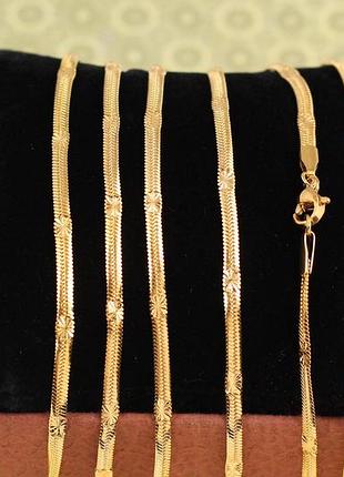 Ланцюг xuping jewelry снейк із вставкою сніжинка 50 см 3 мм золотистий