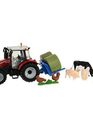 Набір britains модель трактора massey ferguson 5612 з вилами та фігурками 1:32 (43205)