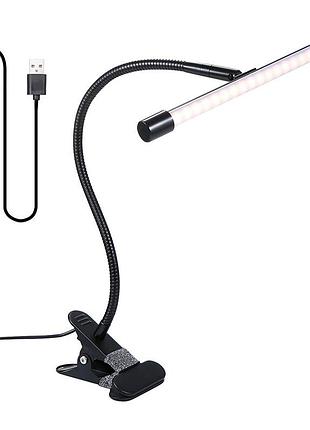 Настольная led лампа lesko m006-1 black с прищепкой переносная светодиодная гибкая usb
