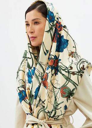 Платок коллекция gucci floral, 130см*130см, платок